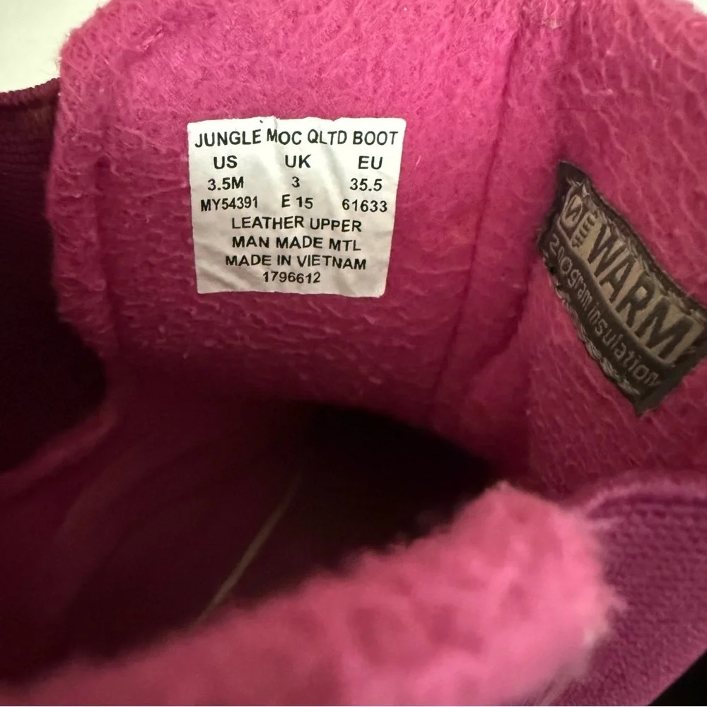 Merrell Girls Snow Boots 3.5 Pink Jungle Moc II Water Resistant 200g Suede Quilt